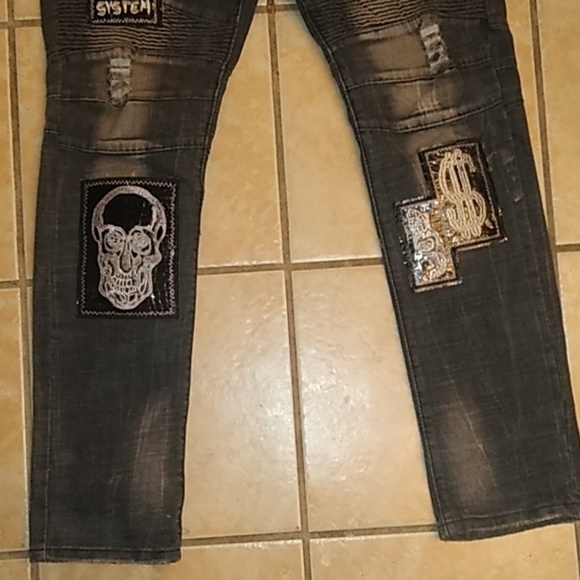 Biepa Jeans Punk Rock Patches Skulls - Picture 3 of 7